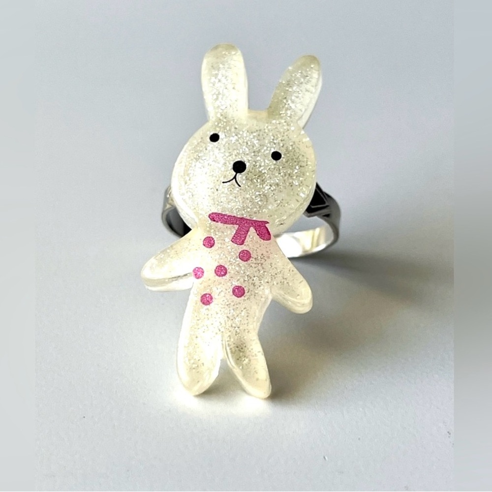 Cute Glitter Bunny Ring